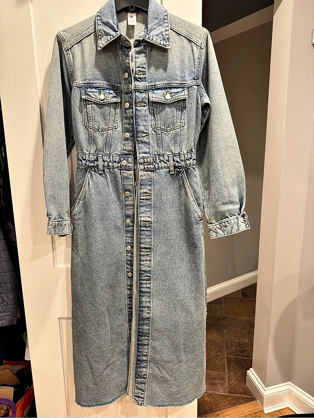 H&M Denim Maxi Shirt Dress Size XS Like New
